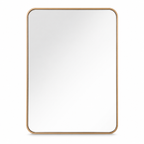 Wall mirror rectangular rounded corners gold metal frame