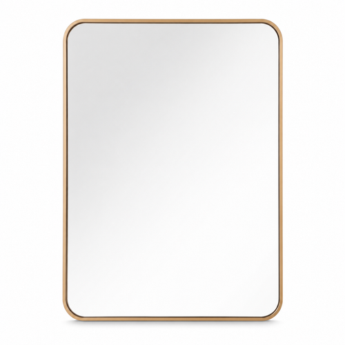 Wall mirror rectangular rounded corners gold metal frame