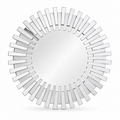 Wall mirror round starburst 3D glass frame silver