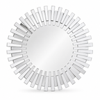 Wall mirror round starburst 3D glass frame silver