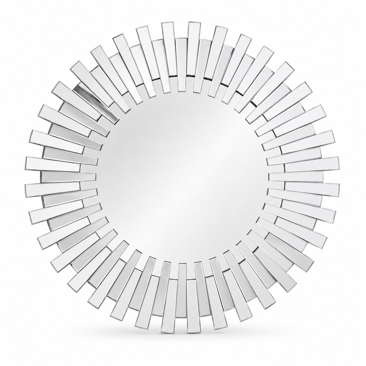 Wall mirror round starburst 3D glass frame silver