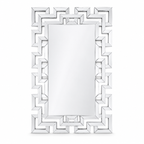 Wall mirror rectangular venetian geometric glass frame silver