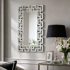 Wall mirror rectangular venetian geometric glass frame silver